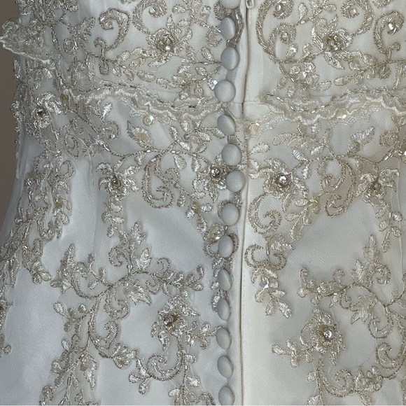 Wedding Dress Bridal Gown Ivory Gold Size 12 Convertible Two Length Embellished - Picture 15 of 16